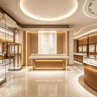 Service de design d'intérieur pour boutique de bijoux de luxe haut de gamme, showroom en marbre et onyx avec vitrine en verre