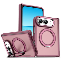 Coque de téléphone hybride PC TPU givrée pour iPhone Duo avec support rotatif à 360°, protection antichoc pour l'arrière du téléphone portable