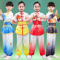 Nouvelle tenue de performance d'arts martiaux style chinois pour filles et garçons, motif dragon tambourinant