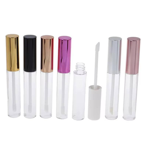 Tubes à gloss à lèvres vides, en plastique transparent, ronds, avec bouchons métalliques, pour emballage de maquillage des lèvres - Product Image 1