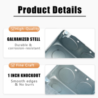 Boîte de jonction électrique en acier galvanisé de 1 pouce de profondeur, certifiée UL514A, standard 4x4, avec découpe carrée