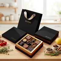 Nouvelle boîte cadeau carrée haut de gamme en carton tactile, 9/16/25 compartiments, pour emballage DIY de chocolats et bonbons, motif ciel étoilé, épaisseur 2mm