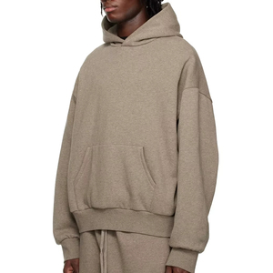 เสื้อมีฮู้ดผู้ชายผ้าฝ้ายสีพื้นมีฮู้ดสำหรับฤดูใบไม้ร่วงโลโก้ที่กำหนดเอง - Product Image 2