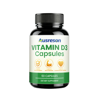 Ausreson OEM Vitamine D3 500mg Capsules pour Adultes Soutien du Système Immunitaire Santé Osseuse Supplément Végétalien Calcium Vitamine D3 K2 en Capsules