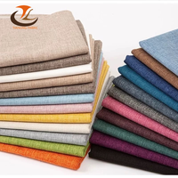 Tissu en toile tissée 100% polyester aspect lin - Doux, durable, imperméable, poids moyen, pour ameublement de canapé, rideaux, nappes, maison