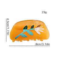 Barrette à cheveux en acrylique imprimée rétro, faite à la main, couleur bonbon printemps-été, style simple, chignon haut, accessoires pour cheveux