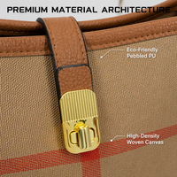 Sac seau vintage personnalisé en cuir PU à carreaux pour femme, sac à bandoulière classique à motif à carreaux, petit sac à main pour usage quotidien et voyage