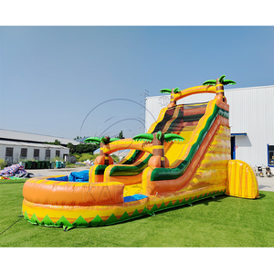 Commercial Grade PVC Yellow Marble Inflatable Water <b>Slide</b> with Pool <b>Large</b> Inflatable Palm Water <b>Slide</b> Jumping Castle - Product Image 1