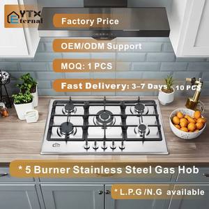 เตาแก๊สแบบฝัง 5 หัวเตา สแตนเลส ระบบจุดไฟอิเล็กทรอนิกส์ ใช้แก๊ส LPG/ก๊าซธรรมชาติ สำหรับใช้ในครัวเรือนและกลางแจ้ง รับผลิตแบบ OEM/ODM - Product Image 3