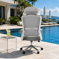 Chaise de bureau exécutive ergonomique moderne pivotante et réglable de luxe à dossier ouvert en maille PP pour ordinateur, avec pieds croisés