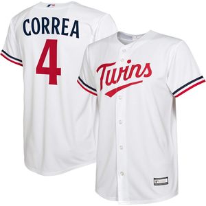 Camiseta de jugador blanca de los Minnesota Twins de Carlos Correa para jóvenes de 8 a 20 años, ropa de béisbol que absorbe la humedad - Product Image 1