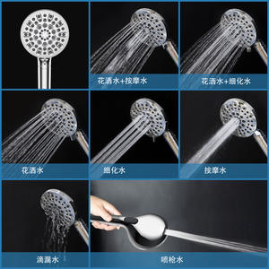 Cabezal de ducha con filtro de 7 funciones, con pulverizador, masaje, burbujas, lluvia, redondo, cromado, portátil, fácil de limpiar - Product Image 4