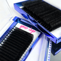 Plateau d'extensions de cils véganes à marque privée 0.03 0.05 0.07mm, plateaux de cils en cachemire faciles à poser pour volume, extensions de cils en cachemire