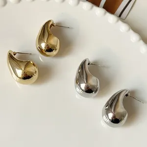 2023 신상품 패션 쥬얼리 골드와 실버 대형 드롭 귀걸이 청키 빈 독특한 고급스러운 금속 귀걸이 디자인