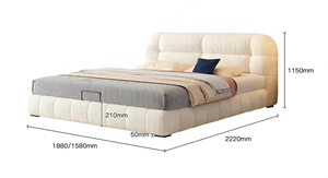 Giường ngủ khung gỗ chắc chắn, đệm mút cao cấp nhung kem phong cách hiện đại, thiết kế giường mềm mại - Product Image 6