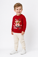Pull-over personnalisé pour enfants avec logo, tricoté, à manches longues, col rond, motif renne, décontracté, hiver, mélange de viscose, doux et chaud, usine OEM & ODM