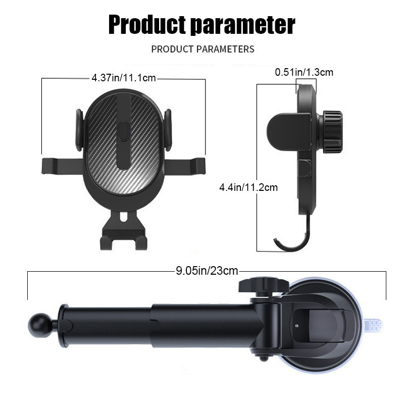 Universal Suction Cup 360° Car Phone Holder - KKModel KK2025072401 | Carbon Fiber Dashboard Mount