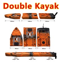 Kayak de pêche modulaire détachable à double pédale Itoo de 14 pieds, kayak à pédales en plastique pour deux personnes, disponible pour moteur électrique