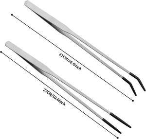 Gratis sampel ujung karet lurus & panjang melengkung dengan pinset untuk akuarium atau kerajinan penjepit makanan reptil baja tahan karat - Product Image 2