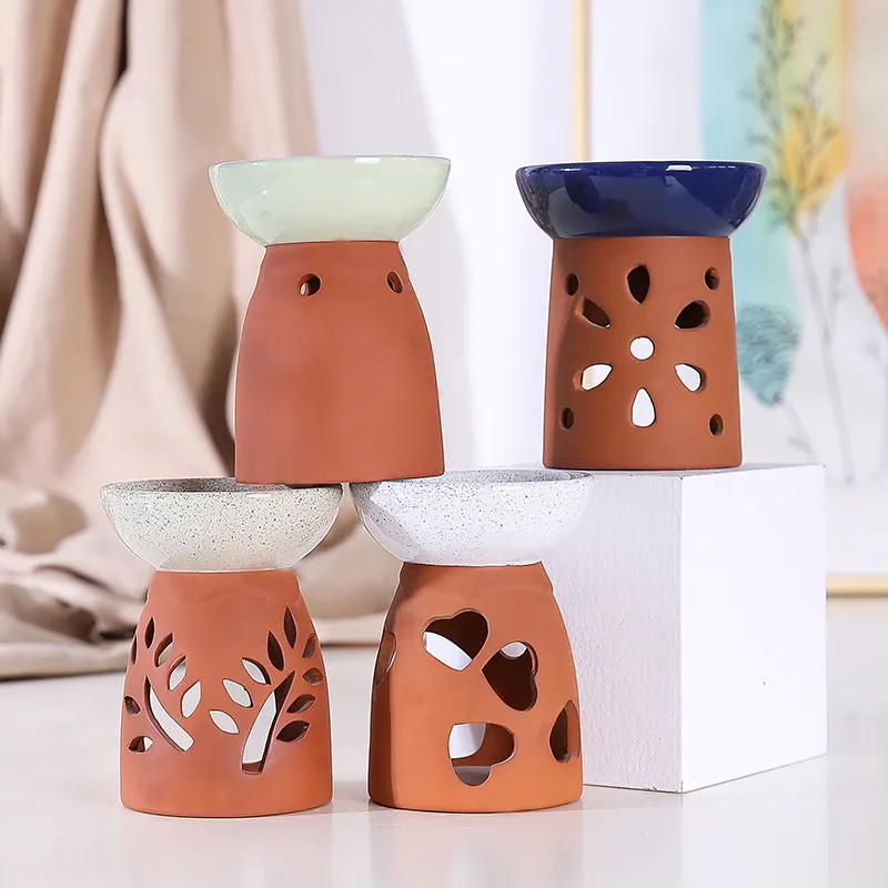 Wholesale Cheap Tea Light Ceramic Candle Holder Wax Warmer Essential Terracotta Oil Burner for candle stand