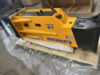 Ciseaux hydrauliques SB81 pour excavatrices (18-26 tonnes) avec accumulateur automatique, garantie 1 an, 1868 kg, jaune, ciseau de 140 mm