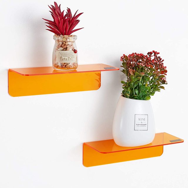Small Acrylic Floating Wall Shelves Acrylic Adhesive Display Shelf for Security Cameras Smart Speaker Action Figures