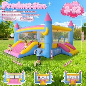 Grande structure <span class=keywords><strong>gonflable</strong></span> avec 3 toboggans, 19,2 pieds x 14,8 pieds x 8 pieds, double souffleur géant, 12-en-1, pour fête de jardin - Product Image 2