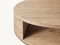 Table basse ronde Bora en chêne noueux européen moderne, fabriquée à la main, design contemporain aux courbes sculpturales pour le mobilier de salon