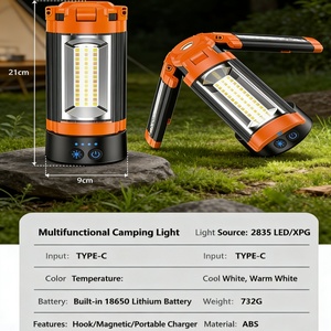 Lampe de camping LED rechargeable solaire professionnelle, trépied pliable en aluminium portable pour le travail d'urgence en plein air, la pêche - Product Image 4