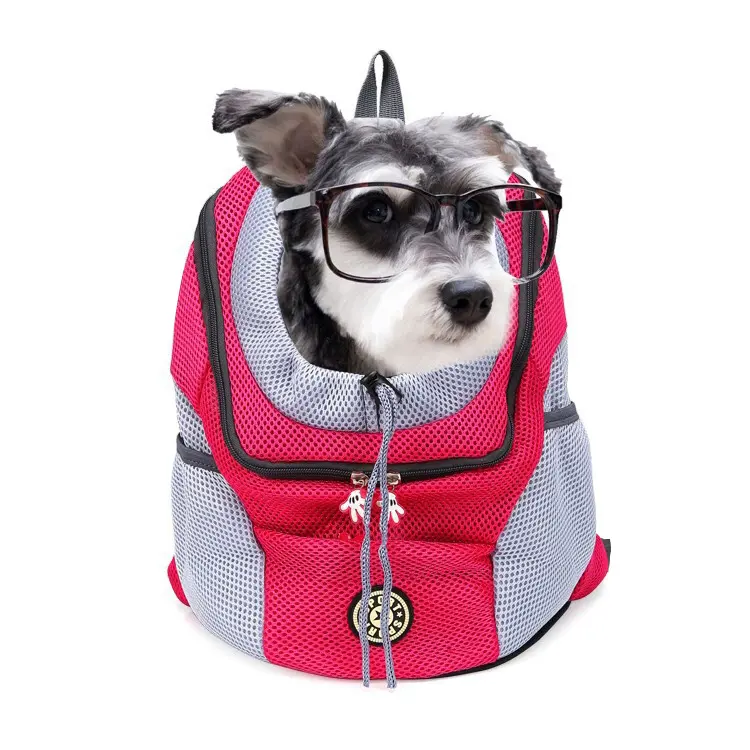 快適な犬猫キャリアバックパック子犬ペットフロントパックバッグ、通気性のあるヘッドアウトとパッド入りショルダー付き屋外旅行用