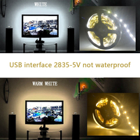 Ruban LED USB SMD2835 5V Blanc Chaud 60/120 LED avec Bouton Interrupteur Largeur Étroite 5mm 8mm pour Éclairage d'Ambiance TV