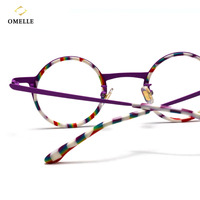 JM169 Diseño de moda Unisex Círculo Marcos ópticos Patwork Acetato y Marco de gafas de titanio