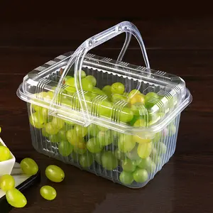 נייד פירות תיבת 2 kg 3 kg שקוף פלסטיק קופסות תות קטיף סל חד פעמי ענבים אריזת קופסא עם ידית
