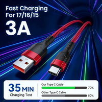 Câble de données USB 3A vers USB-C, cordon de charge rapide tressé en nylon pour iPhone 17, 16, 15 et smartphones/tablettes Android