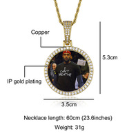 Collier avec pendentif personnalisé en forme de cadre photo en CZ, style hip-hop, glacé, à faire soi-même, pour femmes et hommes, bijoux de rappeur