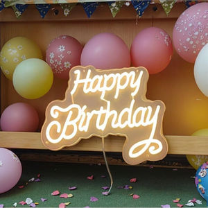 Lettres LED personnalisées en néon, enseigne lumineuse, joyeux anniversaire, <span class=keywords><strong>lumières</strong></span> décoratives, événement, festival, mots lumineux - Product Image 1