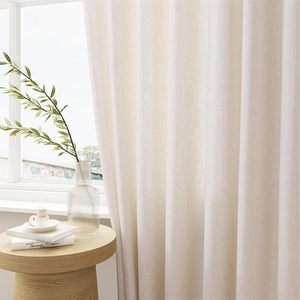 Tende filtranti Semi trasparenti in lino crema Extra lunghe da 105 pollici <span class=keywords><strong>per</strong></span> soggiorno con soffitto a pavimento alto personalizzato pieghettato - Product Image 4