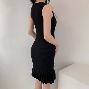 <span class=keywords><strong>Vestidos</strong></span> Sencillos de Suéter Elegante Vestido <span class=keywords><strong>Tubo</strong></span> de Corte Ajustado Vestido Midi - Product Image 4