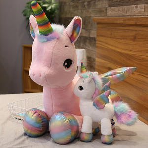 Vente en gros belle aile volante rose et blanc grands yeux animal en peluche peluche licorne peluche aux cheveux bleus - Product Image 4