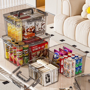 Transparent <b>Stacking</b> Storage <b>Box</b> With Handles Airtight Large Capacity <b>Plastic</b> Organizer For Kitchen Living Room Home Use - Product Image 1