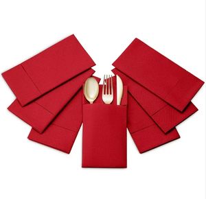 Vente en gros d'usine OEM qualité <span class=keywords><strong>de</strong></span> luxe avec poche à couverts imprimés colorés 1 pli serviettes jetables Airlaid en lin - Product Image 3