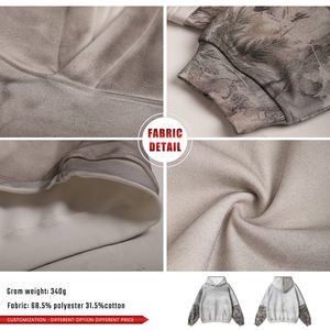 Sweat à capuche oversize camouflage en polaire, manches effet deux-pièces, style streetwear, 340 g/m², polyester/coton, pull pour homme - Product Image 6