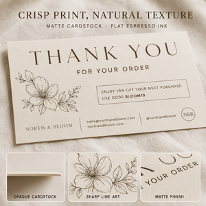 Tarjetas de Agradecimiento Minimalistas Impresas Personalizadas, Tarjetas con Diseño Floral Elegante y Detalles de Marca Personalizados para Empaquetado de Clientes - Product Image 2