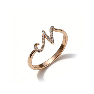 CUSTOM SILVER 10K/14K <b>GOLD</b> PLATED SOLID <b>GOLD</b> LAB GROWN DIAMOND ZICON ENGAGEMENT CLUSTER <b>RING</b> UNISEX CUTE ANNIVERSARY ALPHABET - Product Image 1