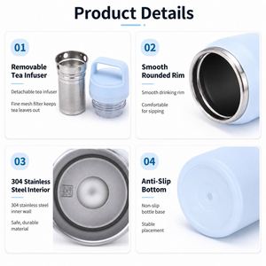 Custom 500ml 700ml Thermal Travel Sports Insulated Flask Stainless Steel Water Bottle with Removable <b>Tea</b> <b>Infuser</b> Strainer - Product Image 3