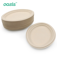 Assiettes ovales jetables en canne à sucre de 10 pouces sans PFAS, compostables, pour mariage, vaisselle sûre pour le réfrigérateur, pour restaurants, vente en gros
