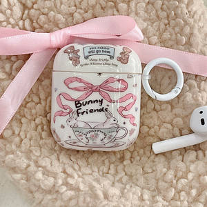 <span class=keywords><strong>Funda</strong></span> coreana bonita con lazo rosa para auriculares de conejo para <span class=keywords><strong>Apple</strong></span> para <span class=keywords><strong>AirPods</strong></span> 4 Pro, <span class=keywords><strong>Funda</strong></span> brillante, conejito, amigos, dibujos animados de plástico - Product Image 4