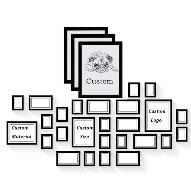 Custom Size Customized Logo Fashionable Rectangular Wooden Photo Frames for Home Decor Wall Art Wholesale