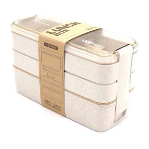 K770 Boîte à lunch portable en matériau sain 900ml Boîtes à bento en paille de blé à 3 couches Conteneur de stockage de vaisselle pour micro-ondes Boîte à nourriture - Product Image 4
