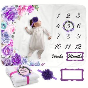 Digital Printing Floral Bonus Growth Newborn Christmas Photography Props Baby Milestone Monthly <b>Blanket</b> - Product Image 1